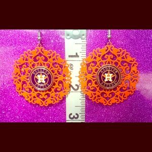 Lace & Heart Cut Orange Houston Astros Earrings